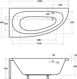 Besco Акриловая ванна Milena 150x70 L – фотография-4